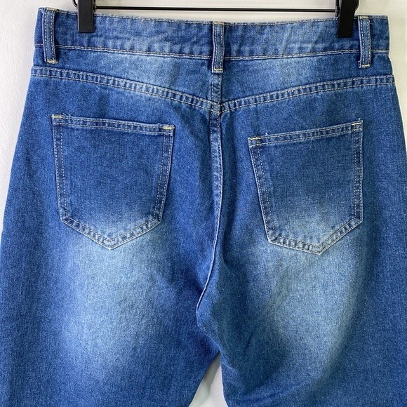 MISSLOOK  Sunflower Painted Distressed Jeans High Rise Straight Leg W31 x L30 - Picture 5 of 14